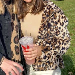 Faux Fur Leopard Print Jacket